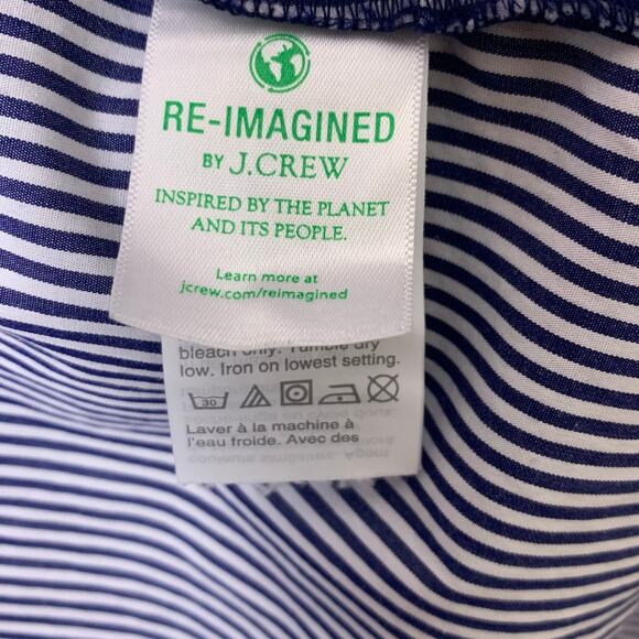 J.Crew Shirt Women's X-Small Re-Imagined Button Up Striped Navy White Pockets - Picture 5 of 8